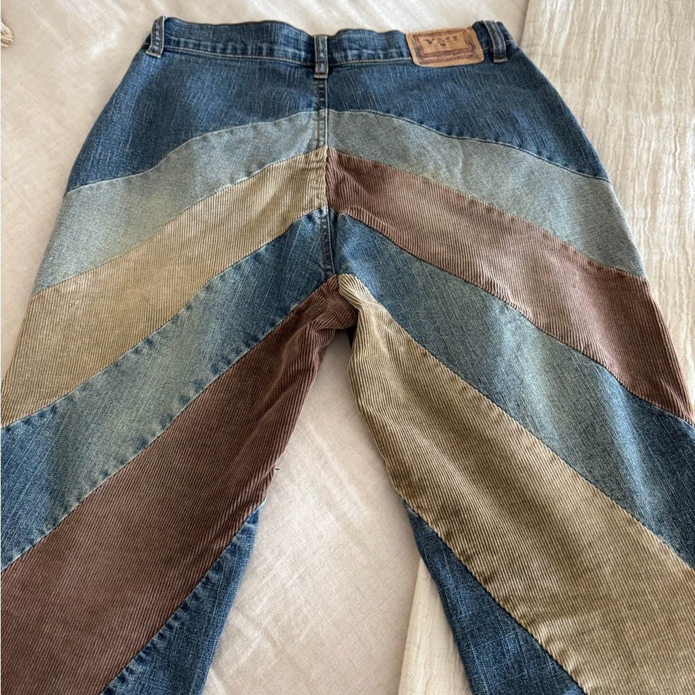 Vintage Patchwork Denim corduroy Jeans - Picture 7 of 9